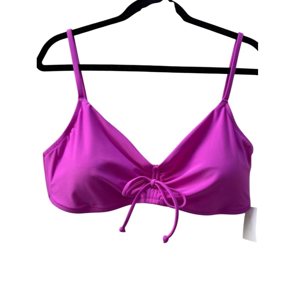 J.Crew Womens Ruched Cinch Front Bikini Top‎ Purple CK505 XXL NEW